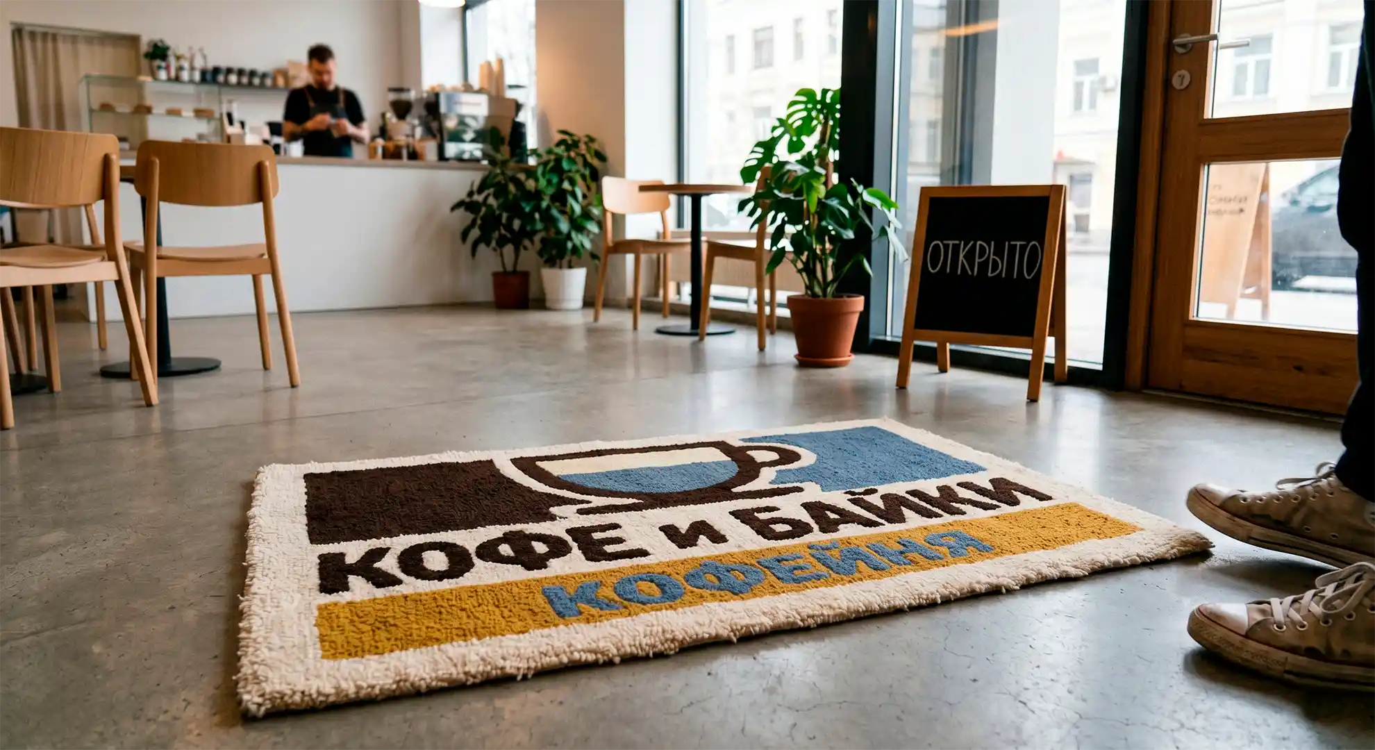 Ковёр с логотипом для кофейни 80x120 см